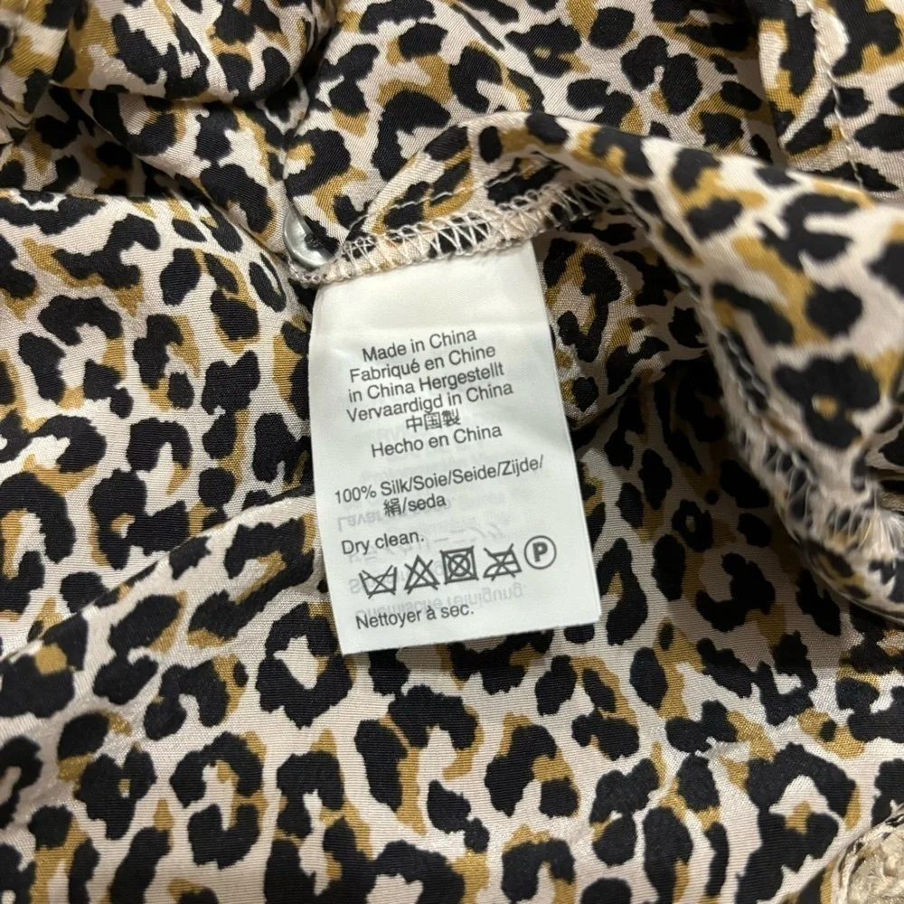 J Crew Size 8 Silk Button Shirt Cheetah Print Top